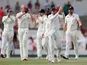 England players celebrate after winning the third Test against West Indies on February 12, 2019