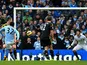 Man City forward Carlos Tevez makes it 2-0 against Chelsea on February 24, 2013