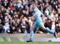 Manchester City's Kevin De Bruyne celebrates scoring against Chelsea on January 15, 2022