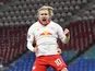 Emil Forsberg celebrates scoring for RB Leipzig on November 4, 2020