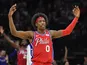 Philadelphia 76ers guard Josh Richardson (0) celebrates his three point basket during the fourth quarter against the Miami Heat at Wells Fargo Center on November 24, 2019