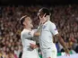 Raheem Sterling celebrates with Kieran Trippier after scoring the opener during the Nations League game between Spain and England on October 15, 2018