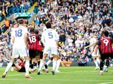 Joe Rodon of Leeds United (far left) scores to make it 1-1 on September 27, 2025