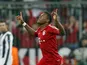 Bayern's David Alaba celebrates after scoring the opening goal against Juventus on April 2, 2013