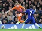 N'Golo Kante gropes Kevin De Bruyne during the Premier League game between Chelsea and Manchester City on April 5, 2017