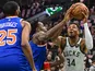 Milwaukee Bucks forward Giannis Antetokounmpo takes a shot