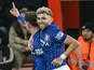 Julio Enciso of Ipswich Town celebrates on April 2, 2025