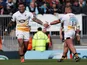 Wasps' Nathan Hughes celebrates after scoring a try against Exeter Chiefs on April 14, 2019