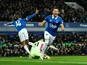 Everton's Jack Harrison celebrates scoring against Manchester City on December 26, 2023