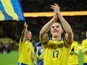 Viktor Gyokeres celebrates with Swedish fans