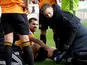 Wolverhampton Wanderers' Jonny receives medical attention after sustaining an injury in February 2020