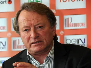 Newly appointed coach of French L1 side Valenciennes Ariel Jacobs gives a press conference during his official presentation, on October 14, 2013