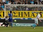 Marseille's French forward Andre-Pierre Gignac scores against Bastia in the Ligue 1 clash on May 4, 2013