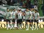 Sporting Lisbon's Pedro Goncalves celebrates scoring their first goal with teammates on January 22, 2022