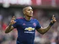 Antonio Valencia celebrates scoring during the Premier League game between Middlesbrough and Manchester United on March 19, 2017