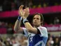 Britain's rightback Steven Larsson applauds after being defeated by Iceland at the end of the men's preliminary Group A handball match Iceland vs Great Britain for the London 2012 Olympics Games on August 6, 201