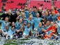 MAnchester City Women celebrate winning the Women's FA Cup on May 4, 2019
