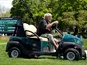 John Daly on the first hole during a practice round for the PGA Championship golf tournament at Bethpage State Park - Black Course on May 15, 2019