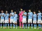 Manchester City players before a Premier League match