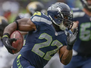 Running back Robert Turbin #22 of the Seattle Seahawks rushes against the Jacksonville Jaguars at CenturyLink Field on September 22, 2013