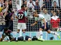 Harry Kane scores his first during the Premier League game between Tottenham Hotspur and Aston Villa on August 10, 2019