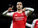 Arsenal's Mikel Merino celebrates scoring on December 3, 2025