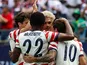 The USA football national team pictured celeberating a goal on May 31, 2026