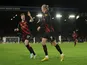 Manchester City's Erling Braut Haaland celebrates scoring their second goal with Kevin De Bruyne on December 24, 2022