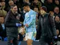Manchester City's Matheus Nunes walks off the pitch after sustaining an injury on March 6, 2024