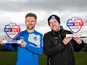Darrell Clarke and Matty Taylor pose with their League Two manager and player of the month awards for March 2016