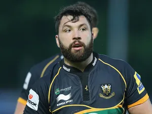 Alex Corbisiero of Northampton looks on during the Aviva Premiership semi final match between Northampton Saints and Leicester Tigers at Franklin's Gardens on May 16, 2014