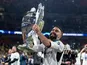 Real Madrid's Dani Carvajal celebrates with the Champions League trophy on June 1, 2024