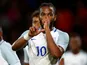 England's Kasey Palmer celebrates scoring on September 5, 2017 