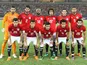 The Egyptian team lines up ahead of their international friendly with Kuwait in May 2018
