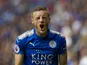 Jamie Vardy reacts to missing a shot during the Premier League game between Leicester City and Chelsea on September 9, 2017