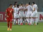 Georgia celebrate scoring against North Macedonia in the UEFA Nations League on September 8, 2020