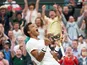 Felix Auger-Aliassime celebrates at Wimbledon on July 5, 2021