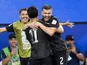 New Zealand's Tim Payne celebrates with Elijah Just on June 15, 2026