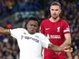 Leeds United's Luis Sinisterra and Liverpool's Jordan Henderson pictured on April 17, 2023