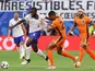 Dayot Upamecano of France battles for the ball with Denzel Dumfries of Netherlands on June 18, 2024 (IMAGO)