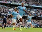 Raheem Sterling celebrates scoring for Manchester City against Tottenham Hotspur in the Premier League on August 17, 2019.