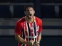Jonathan Calleri, Sao Paulo player, celebrates his goal