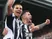 Malick Thiaw (L) of Newcastle United celebrates scoring the second goal with Bruno Guimaraes on January 4, 2026