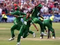 Bangladesh celebrate beating England at Bristol.