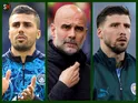 Rodri, Pep Guardiola, Ruben Dias composite