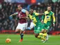 Youssouf Mulumbu and Gabriel Agbonlahor in action during the Premier League game between Aston Villa and Norwich City on February 6, 2016
