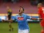 Napoli's Eduardo Vargas celebrates after scoring during his sides Europa League match on September 20, 2012