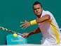 Jo-Wilfried Tsonga returns the ball during the match against Jurgen Melzer in the Monte Carlo Masters on April 18, 2013