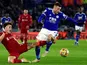  Leicester City's Jamie Vardy in action with Liverpool's Kostas Tsimikas, December 28, 2021 