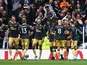 Newcastle United's Fabian Schar celebrates scoring their first goal with teammates on April 3, 2022